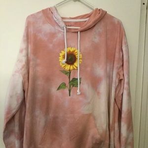 Pink sunflower sweatshirt hoodie xl tie-dye